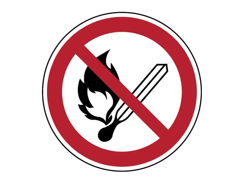 Sticker fire, open flame and smoking prohibited P003 B-862 ø200 mm