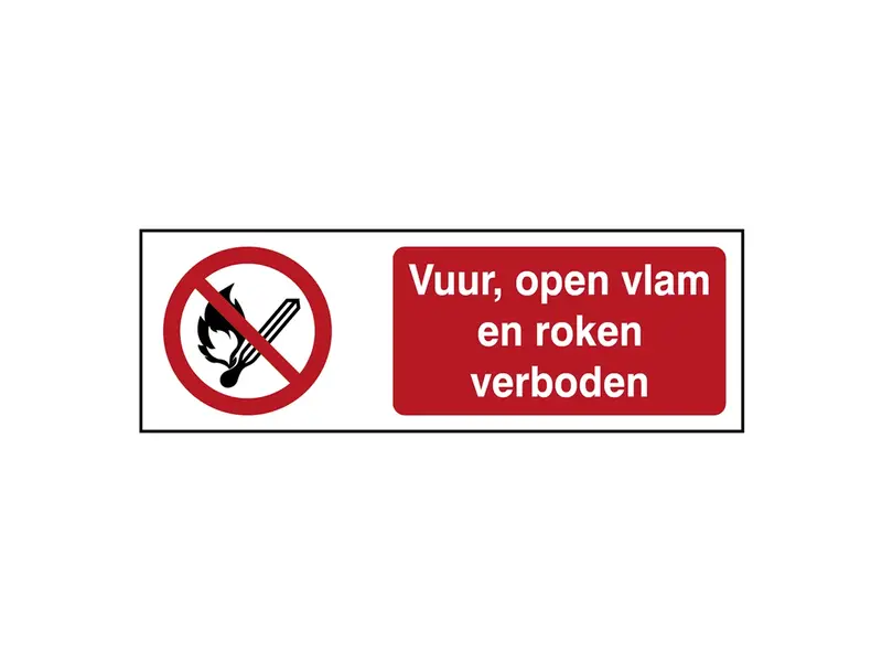 Sticker vuur, open vlam en roken verboden P003 B-862 450x150 mm