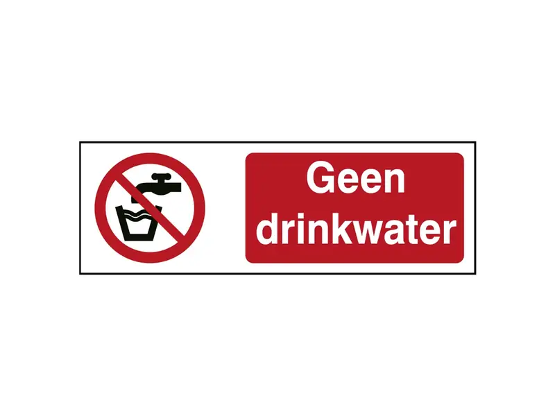 Brady sticker geen drinkwater P005 ToughWash B-862 detecteerbaar horizontaal 450x150 mm