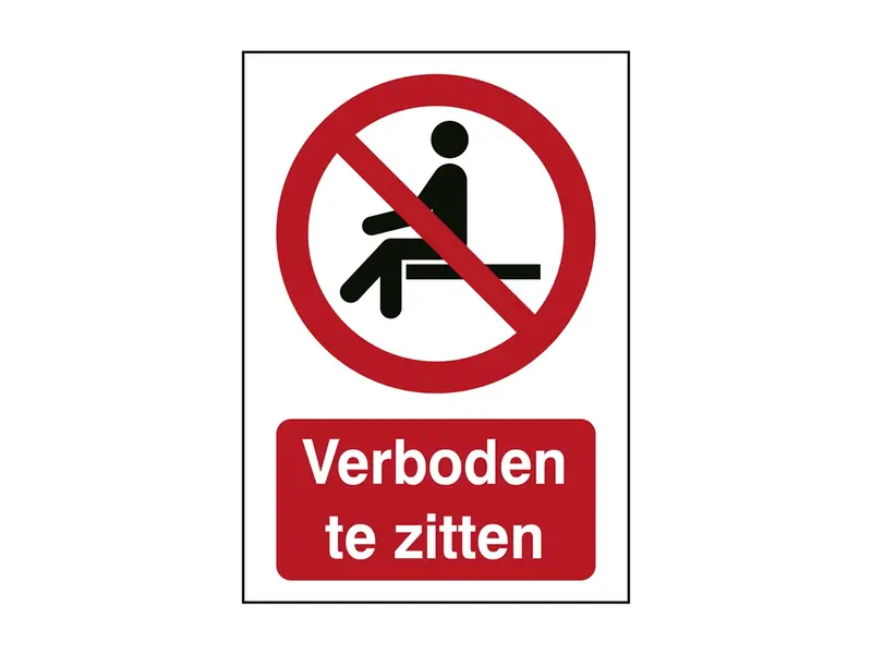 Sticker verboden te zitten P018 B-862 148x210 mm