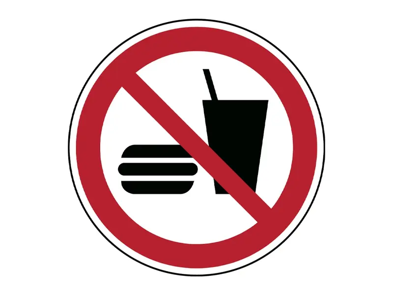 Autocollant « Interdiction de manger et de boire » P022 B-862 ø315 mm