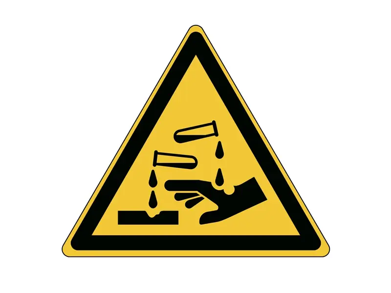 Corrosive substances warning sticker W023 B-862 100 mm