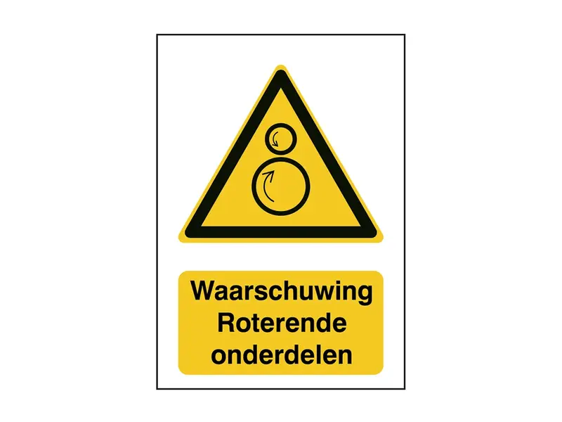 Rotating parts warning sticker W025 B-862 148x210 mm