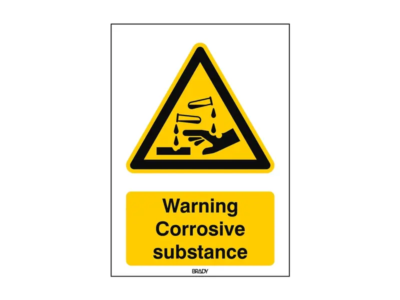 Étiquette d'avertissement : substance corrosive W023 B-863 297 x 420 mm