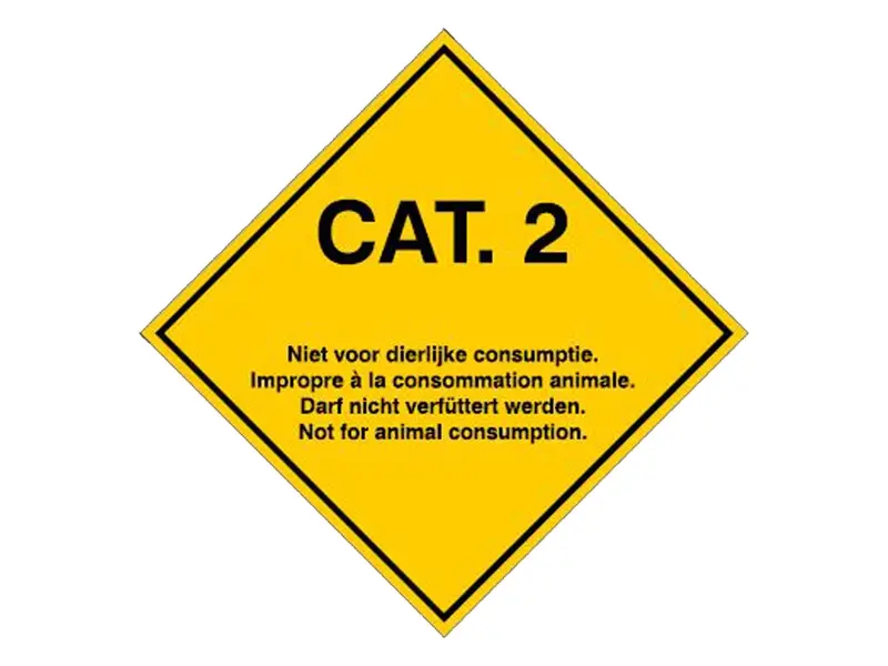 Étiquette Brady Cat. 2 transport de sous-produits animaux 100x100 mm