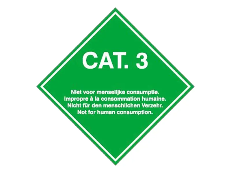 Brady sticker Cat.3 transport of animal by-products 300x300 mm