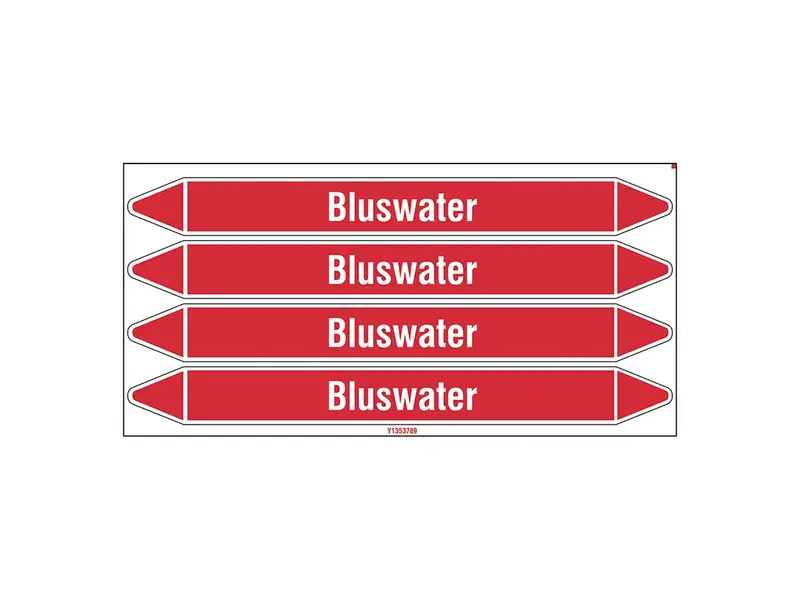 Marqueur de tuyau d'incendie/eau 250x26 mm B-7541 blanc sur rouge