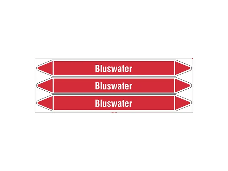 Leidingmerker bluswater 355x37 mm B-7541 wit op rood