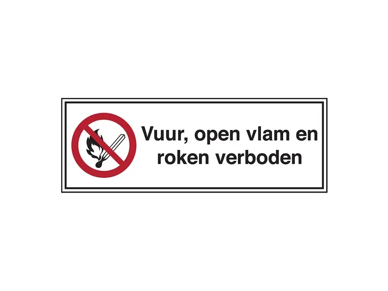 Sign fire, open flame and smoking prohibited PP STN 131 450x150 mm