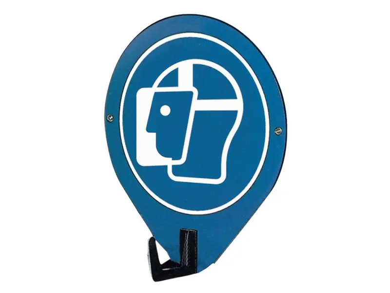 Sign with hanging hook face protection required Ø163 mm