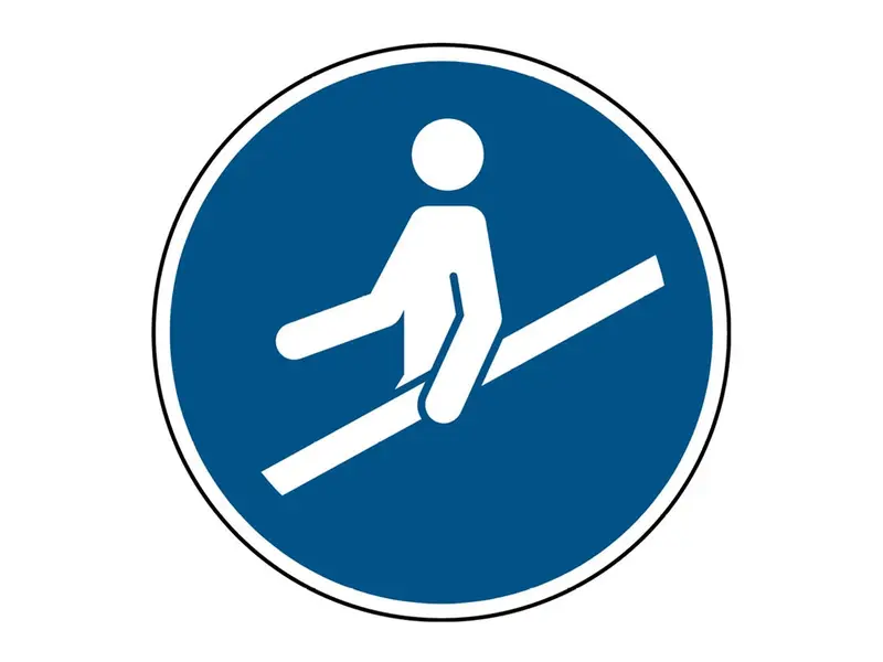 Panneau « Main sur la rambarde requise » M012 PP ø100 mm