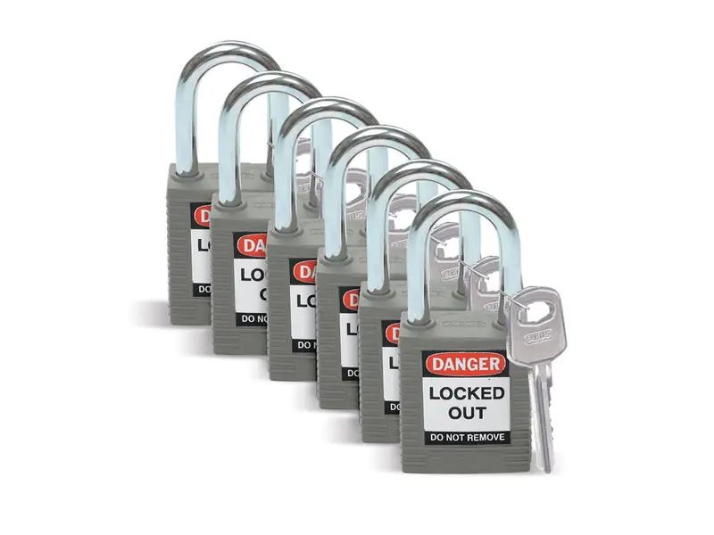 Brady 814113 versterkt Nylon veiligheidssloten Danger Locked Out grijs
