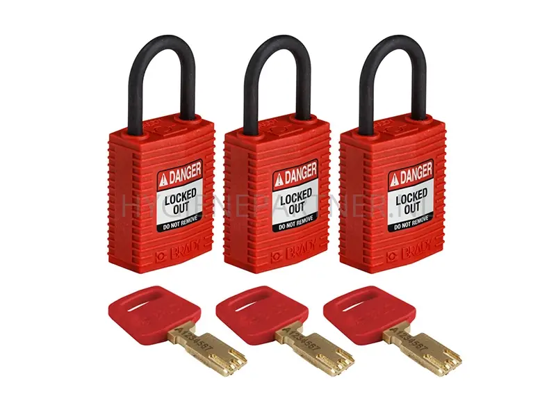 Brady 150189 SafeKey Compact Nylon safety locks Danger Locked Out red