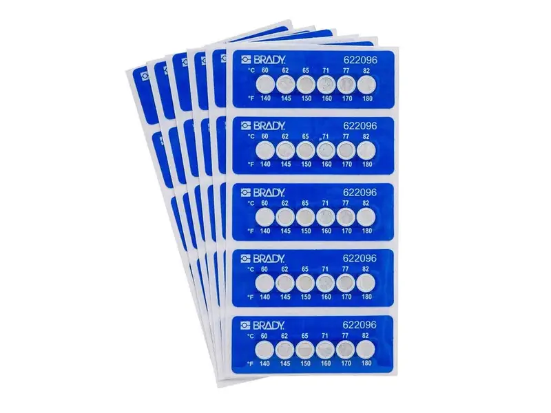 Brady 622096 temperature indicator labels 6 levels TIL-6-60C/140F