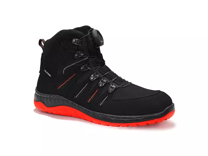 Chaussures Elten Maddox BOA noires et rouges mi-hautes S3, pointure 44