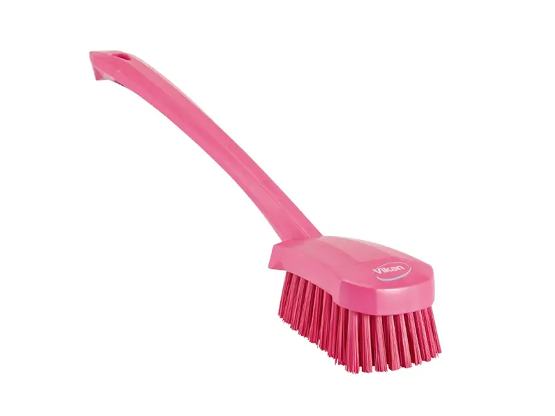 Brosse à vaisselle Vikan 41861, manche long et rigide, 415 mm, rose