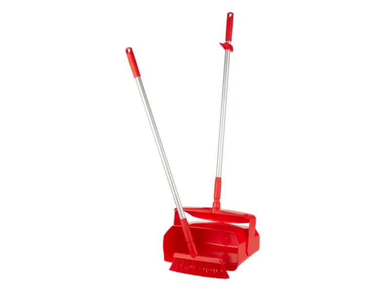Vikan 56654 hygienic hotel dustpan with brush, lockable, 350 mm, red