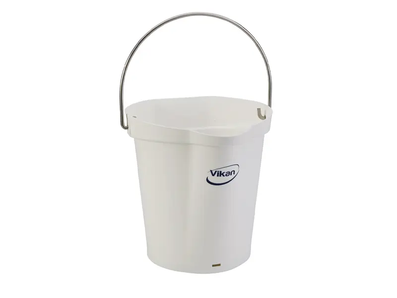 Seau Vikan 56865 avec poignée en acier inoxydable, 12 litres, blanc