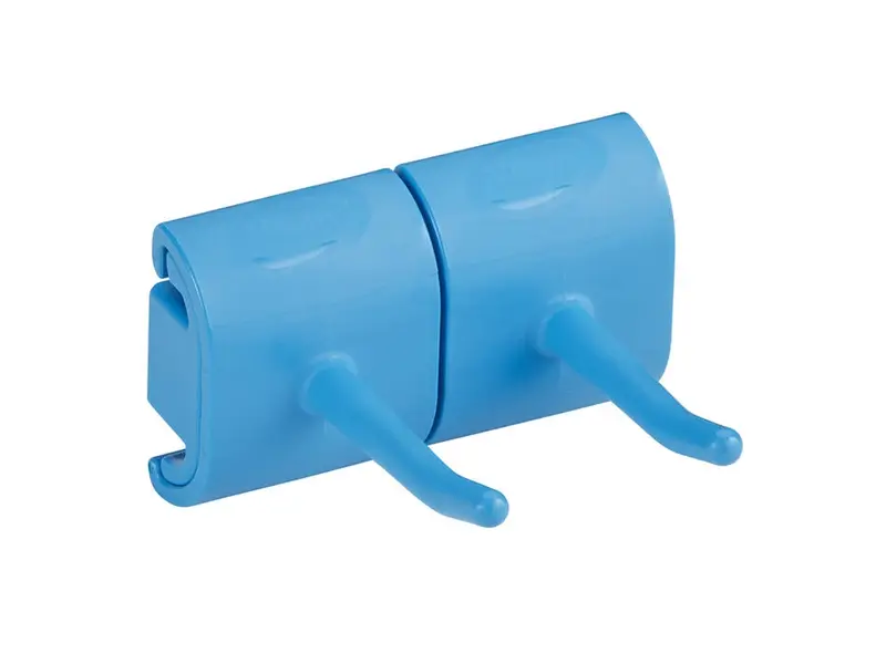 Vikan 10143 hygienic wall bracket double hook blue