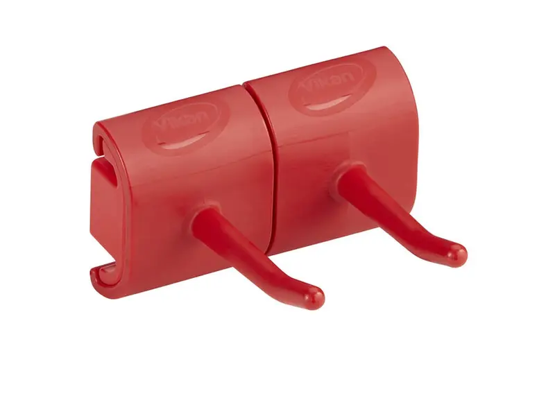 Vikan 10144 hygienic wall bracket double hook red