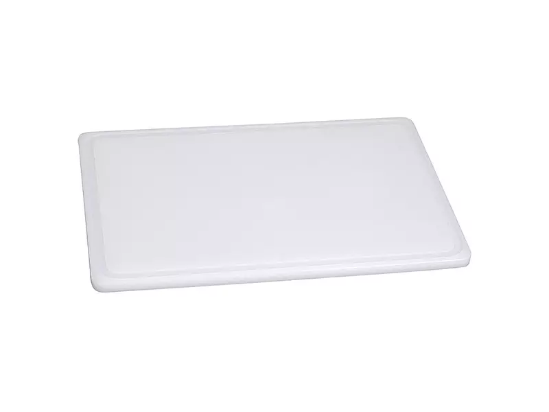 Plastic cutting board with groove and anti-slip 600x400x20 mm white