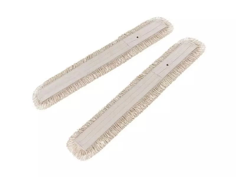 Housse de balai à franges en coton avec boutons-pression 100 cm