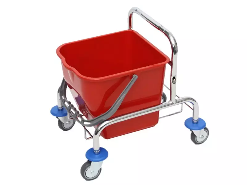 Chrome-plated wheeled bin with single 17-liter bucket