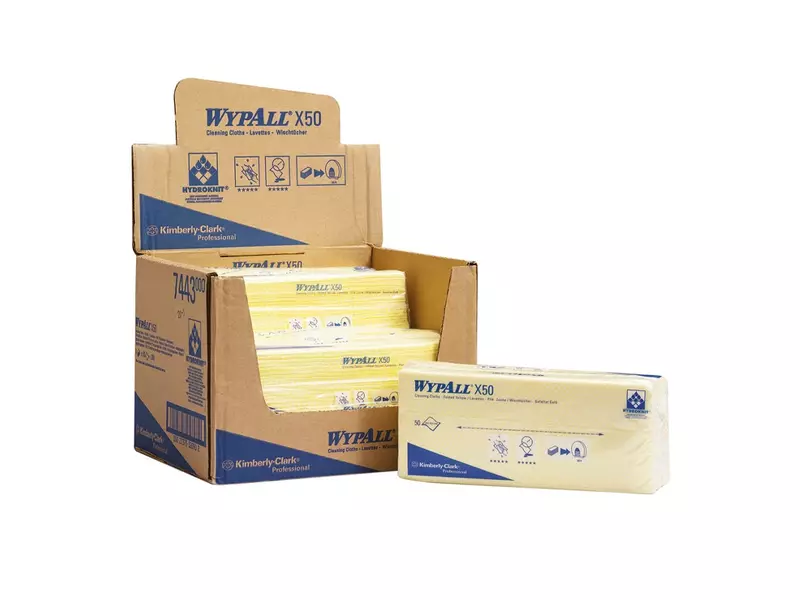 Chiffons de nettoyage Kimberly-Clark WypAll X50 416 x 245 mm jaunes