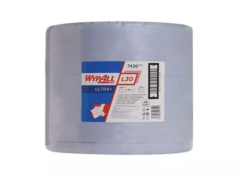 Rouleau de papier de nettoyage industriel Kimberly-Clark Wypall L30 Ultra+ 7426, 38 x 37 cm, bleu