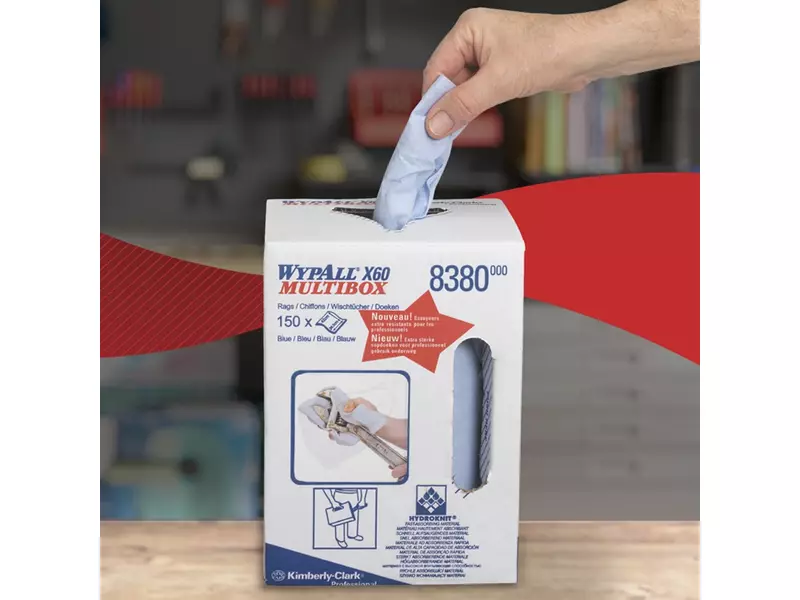 Kimberly-Clark Wypall X60 8380 poetsdoekrol 420x245 mm blauw