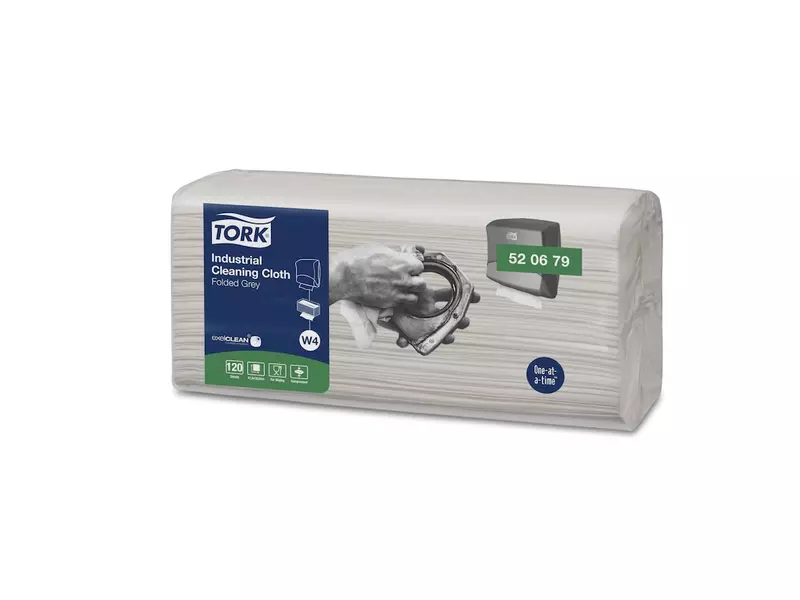 Chiffons de nettoyage Tork, chiffons industriels pliés, 1 pli, W4, gris