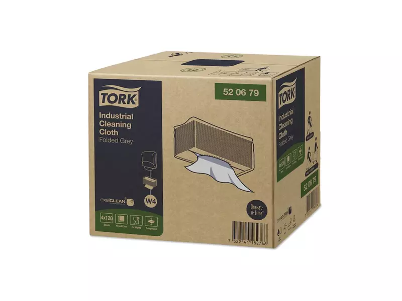 Chiffons de nettoyage Tork, chiffons industriels pliés, 1 pli, W4, gris