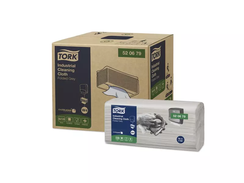Chiffons de nettoyage Tork, chiffons industriels pliés, 1 pli, W4, gris