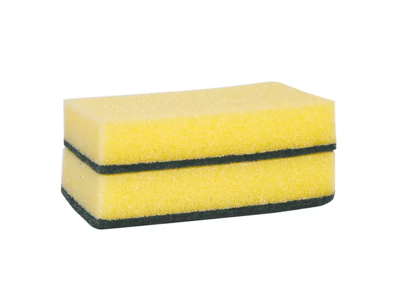 Tampon à récurer jaune et vert 140 x 95 x 28 mm