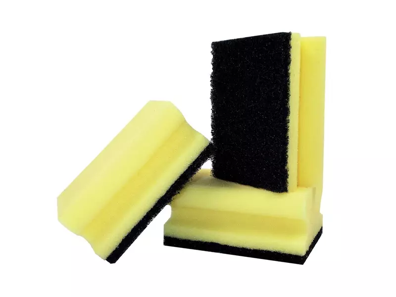 Scouring pad with handle 100x70x45 mm yellow/green