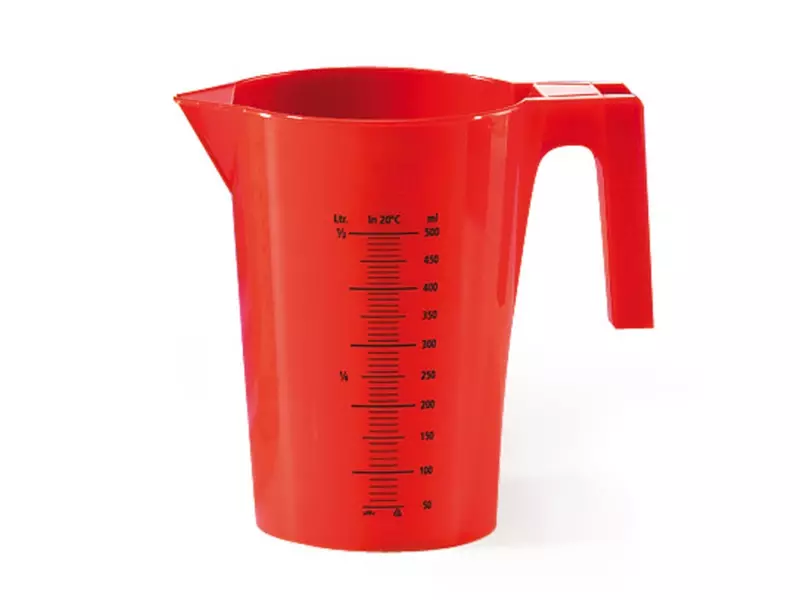 Maatbeker PP 500 ml transparant rood