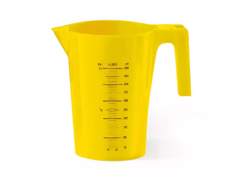 PP measuring cup 500 ml transparent yellow