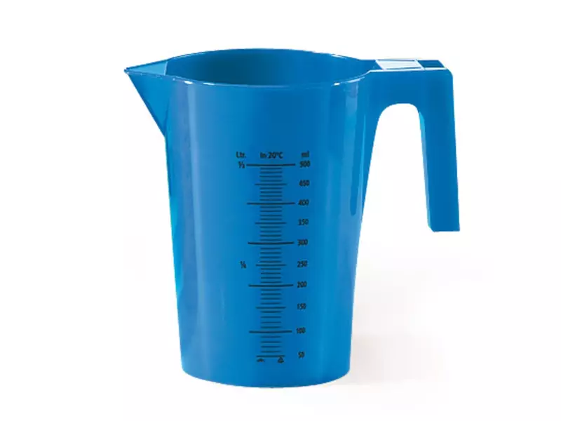 Maatbeker PP 500 ml transparant blauw
