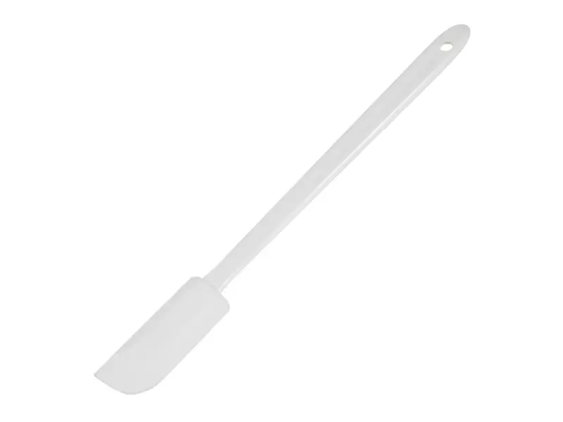 Spatule en plastique, lame de 7 x 2,7 cm, manche de 18 cm, blanche