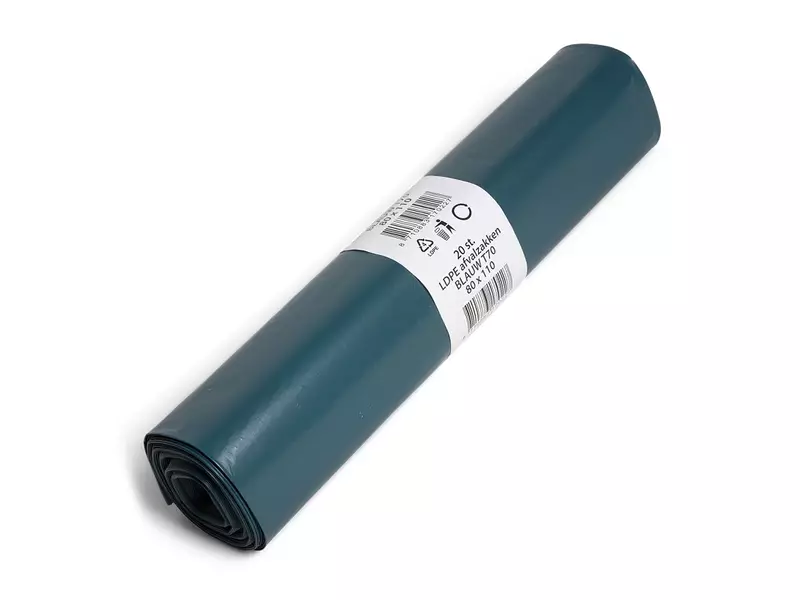 Waste bags blue LDPE recycled T70 80x110 cm