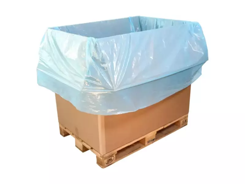 Sac pour caisse-palette en PEHD 130/2 x 50 x 209 cm, 18 µm, bleu