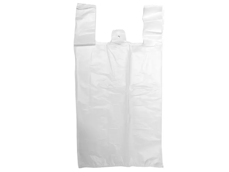 Shirt carrier bag HDPE 30/10x60 cm white
