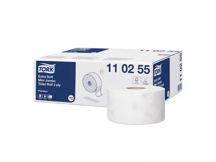 Papier toilette Tork Soft Premium Mini Jumbo T2 3 plis 120 mètres blanc