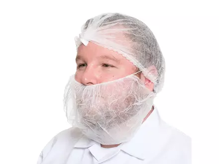 Masque jetable pour barbe avec 2 élastiques, en polypropylène non tissé, blanc