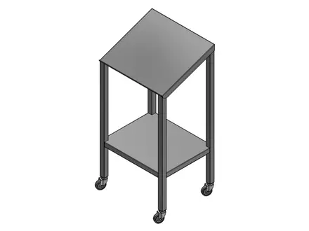 Pupitre en acier inoxydable sur roulettes pivotantes 600 x 500 x 1200 mm