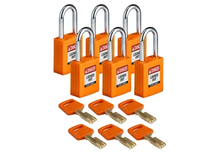 Brady 150336 SafeKey Nylon safety locks Danger Locked Out orange