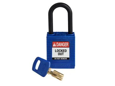 Cadenas de sécurité en nylon Brady SafeKey 150366 - Danger - Verrouillé - Bleu