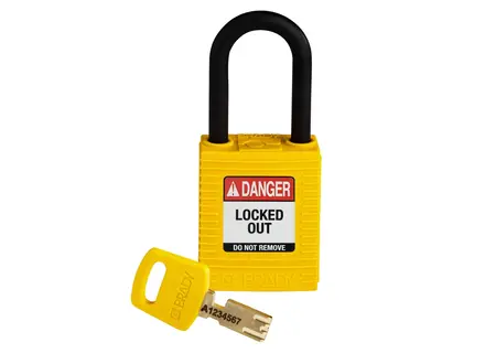 Cadenas de sécurité en nylon Brady SafeKey 150232 - Danger - Verrouillé - Jaune
