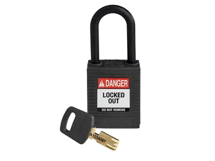 Cadenas de sécurité en nylon Brady SafeKey : danger de verrouillage.