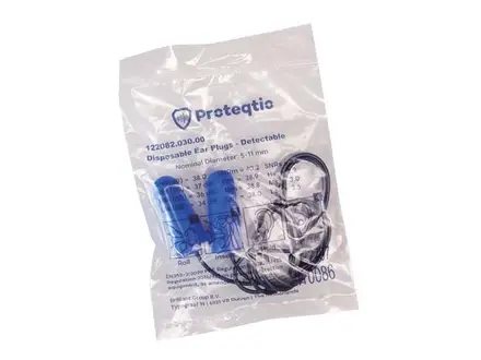 Bouchons d'oreilles Proteqtio PTD10 en mousse à mémoire de forme PU, détectables par cordon, bleus
